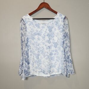 Viola Borghi Silk Blue And White Floral Top